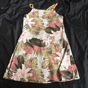 Old Navy Tropical Print Kids Dress - Pink, Green, White